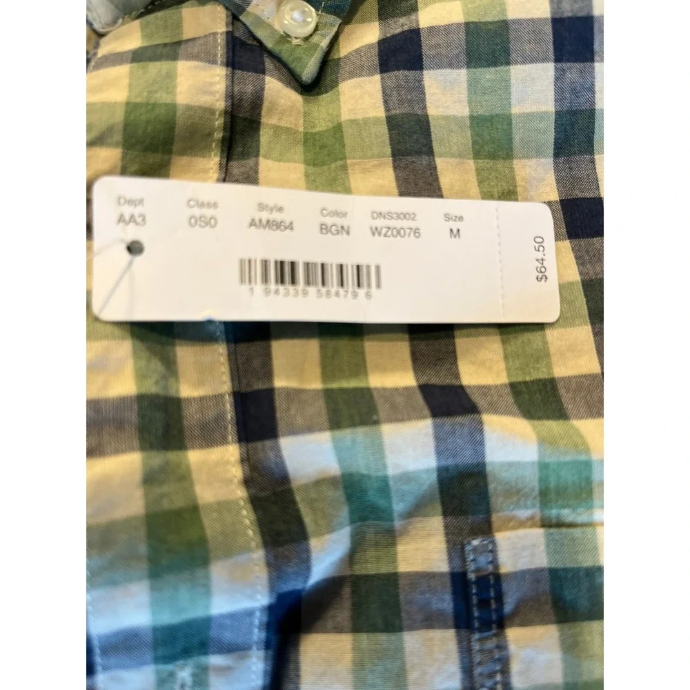 J Crew Slim Fit Organic Cotton Stretch Gingham Button Down Shirt‎ Mens Medium